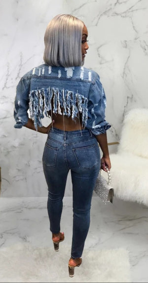 Plus Size Royalty Crop Denim Jacket