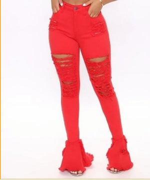 Red Apply Pressure Jeans